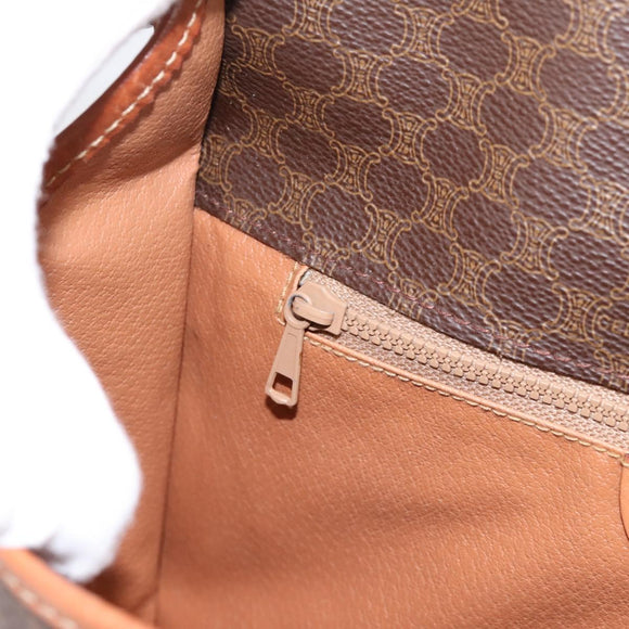 CELINE Macadam Canvas Shoulder Bag PVC Leather Brown Gold Auth 200945