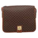 CELINE Macadam Canvas Shoulder Bag PVC Leather Brown Gold Auth 200945-13