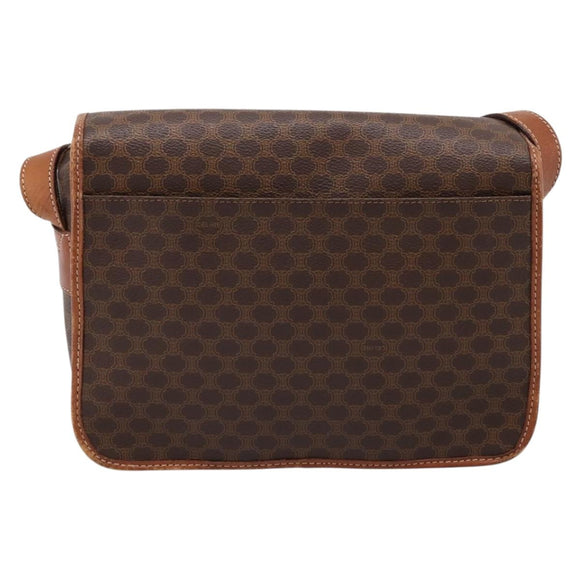 CELINE Macadam Canvas Shoulder Bag PVC Leather Brown Gold Auth 200945