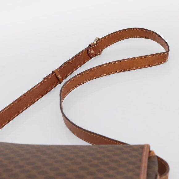CELINE Macadam Canvas Shoulder Bag PVC Leather Brown Gold Auth 200945