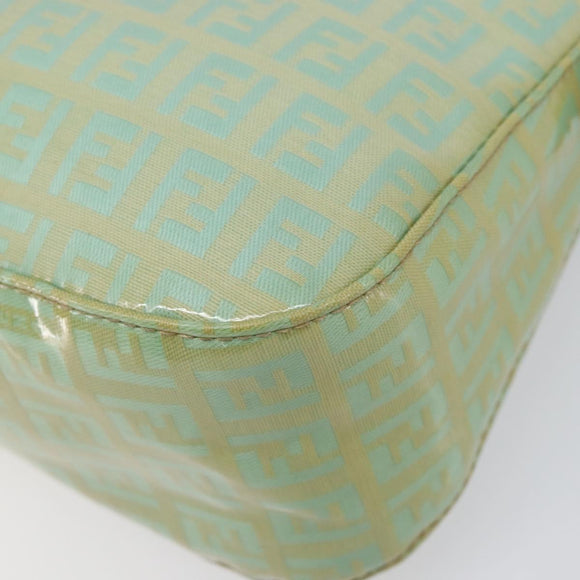 FENDI Zucchino Canvas Mamma Baguette Bag Coated Canvas Gold Green Auth 200946A