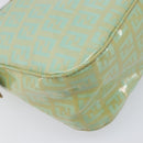 FENDI Zucchino Canvas Mamma Baguette Bag Coated Canvas Gold Green Auth 200946A-16