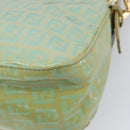 FENDI Zucchino Canvas Mamma Baguette Bag Coated Canvas Gold Green Auth 200946A-17