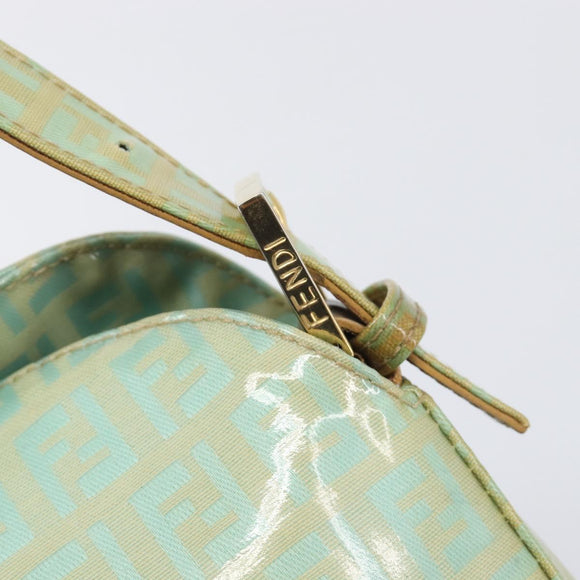 FENDI Zucchino Canvas Mamma Baguette Bag Coated Canvas Gold Green Auth 200946A