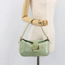 FENDI Zucchino Canvas Mamma Baguette Bag Coated Canvas Gold Green Auth 200946A-27