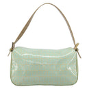 FENDI Zucchino Canvas Mamma Baguette Bag Coated Canvas Gold Green Auth 200946A-2