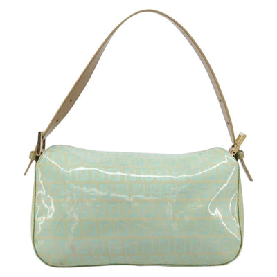 FENDI Zucchino Canvas Mamma Baguette Bag Coated Canvas Gold Green Auth 200946A - 0