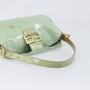 FENDI Zucchino Canvas Mamma Baguette Bag Coated Canvas Gold Green Auth 200946A-7