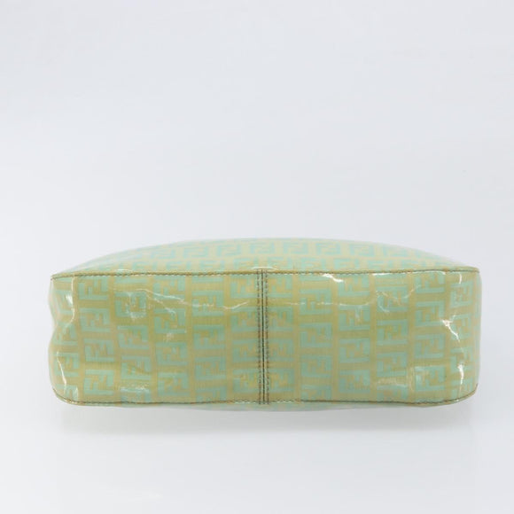 FENDI Zucchino Canvas Mamma Baguette Bag Coated Canvas Gold Green Auth 200946A