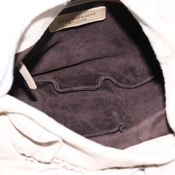 SAINT LAURENT Shoulder Bag Suede Gray Silver 112937 Auth 200947V