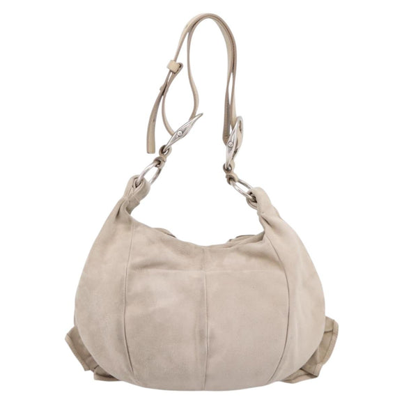 SAINT LAURENT Shoulder Bag Suede Gray Silver 112937 Auth 200947V
