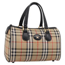 Burberrys Nova Check Boston Bag Canvas Beige Gold Auth 200948-1