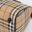 Burberrys Nova Check Boston Bag Canvas Beige Gold Auth 200948-9