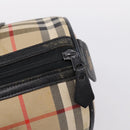 Burberrys Nova Check Boston Bag Canvas Beige Gold Auth 200948-10