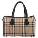 Burberrys Nova Check Boston Bag Canvas Beige Gold Auth 200948-2