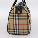Burberrys Nova Check Boston Bag Canvas Beige Gold Auth 200948-3