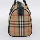 Burberrys Nova Check Boston Bag Canvas Beige Gold Auth 200948-4