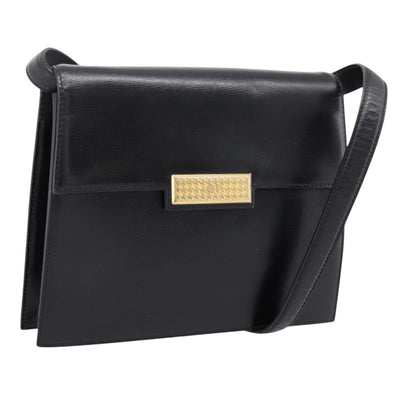 Christian Dior Shoulder Bag Leather Black Gold Auth 200949