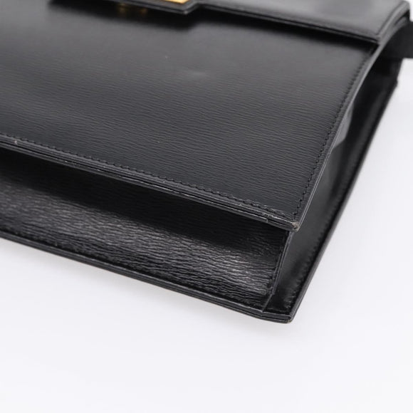 Christian Dior Shoulder Bag Leather Black Gold Auth 200949