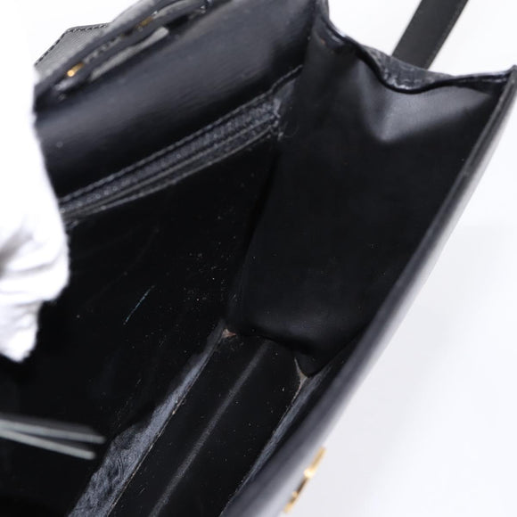 Christian Dior Shoulder Bag Leather Black Gold Auth 200949