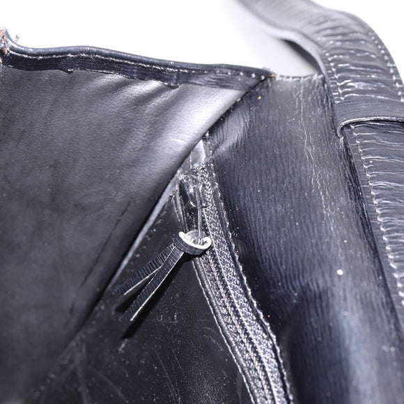 Christian Dior Shoulder Bag Leather Black Gold Auth 200949