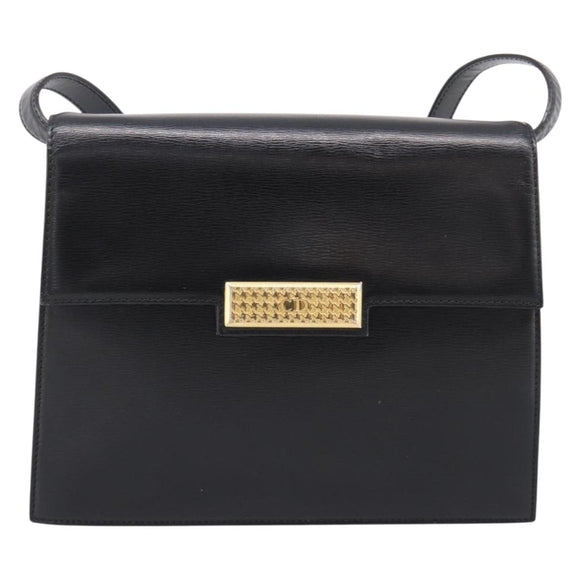Christian Dior Shoulder Bag Leather Black Gold Auth 200949