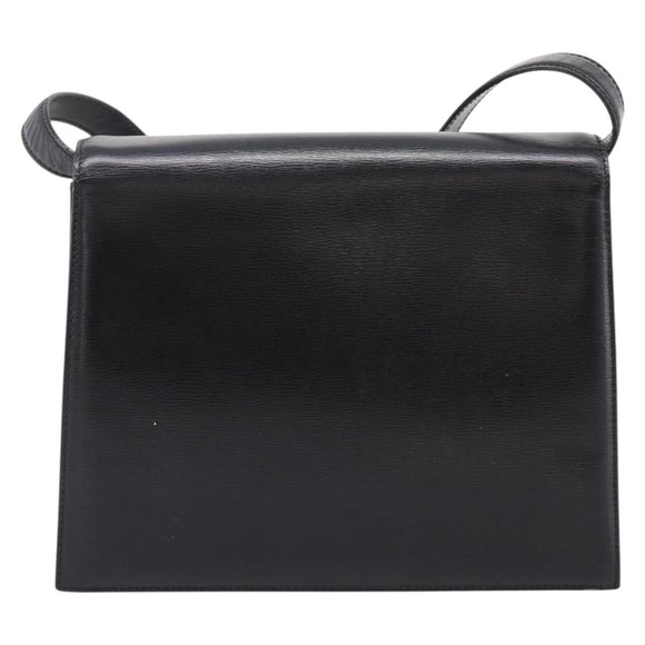 Christian Dior Shoulder Bag Leather Black Gold Auth 200949