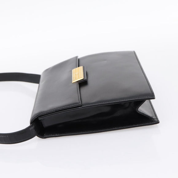 Christian Dior Shoulder Bag Leather Black Gold Auth 200949