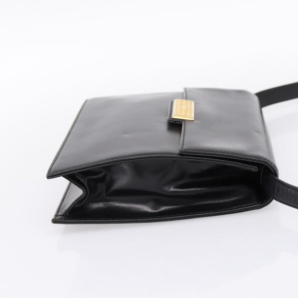 Christian Dior Shoulder Bag Leather Black Gold Auth 200949