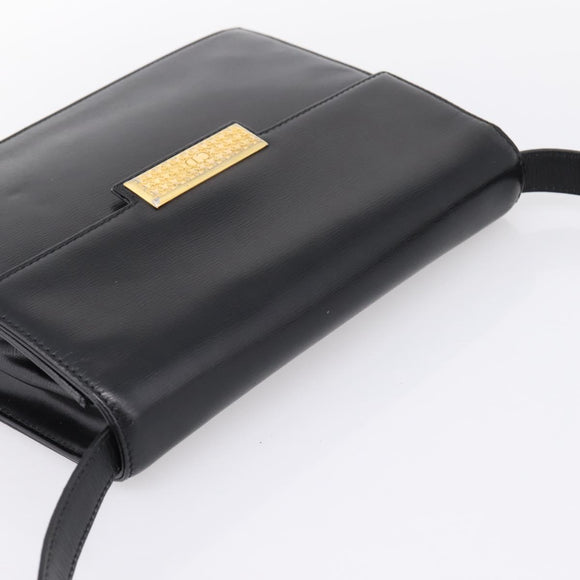 Christian Dior Shoulder Bag Leather Black Gold Auth 200949