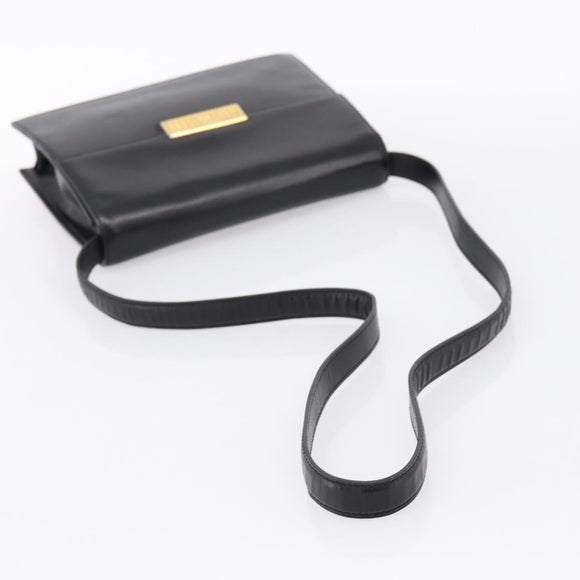 Christian Dior Shoulder Bag Leather Black Gold Auth 200949