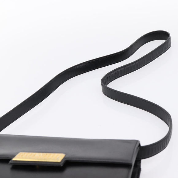 Christian Dior Shoulder Bag Leather Black Gold Auth 200949