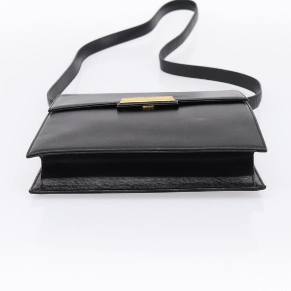 Christian Dior Shoulder Bag Leather Black Gold Auth 200949