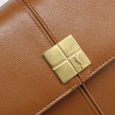 SAINT LAURENT Hand Bag Leather Beige Gold Auth 200950A-18
