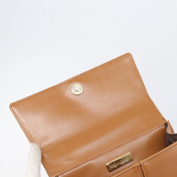 SAINT LAURENT Hand Bag Leather Beige Gold Auth 200950A