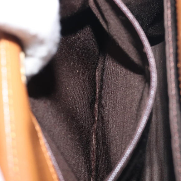 SAINT LAURENT Hand Bag Leather Beige Gold Auth 200950A