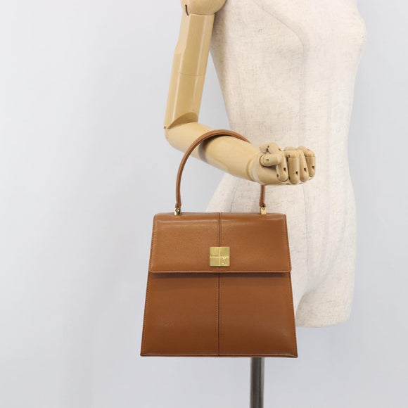 SAINT LAURENT Hand Bag Leather Beige Gold Auth 200950A