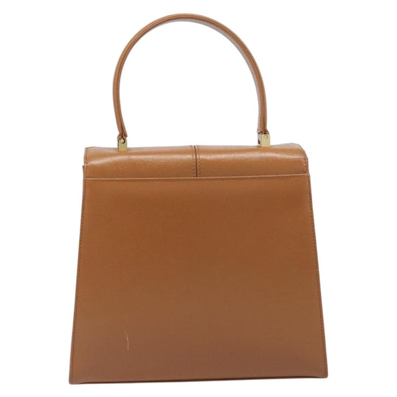 SAINT LAURENT Hand Bag Leather Beige Gold Auth 200950A