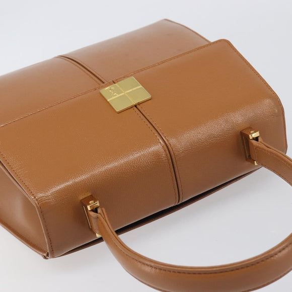 SAINT LAURENT Hand Bag Leather Beige Gold Auth 200950A