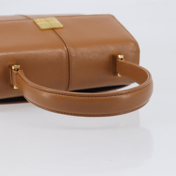 SAINT LAURENT Hand Bag Leather Beige Gold Auth 200950A