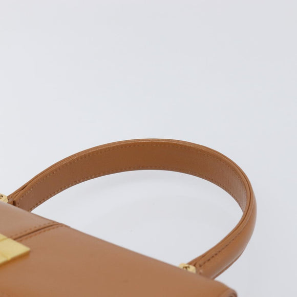 SAINT LAURENT Hand Bag Leather Beige Gold Auth 200950A