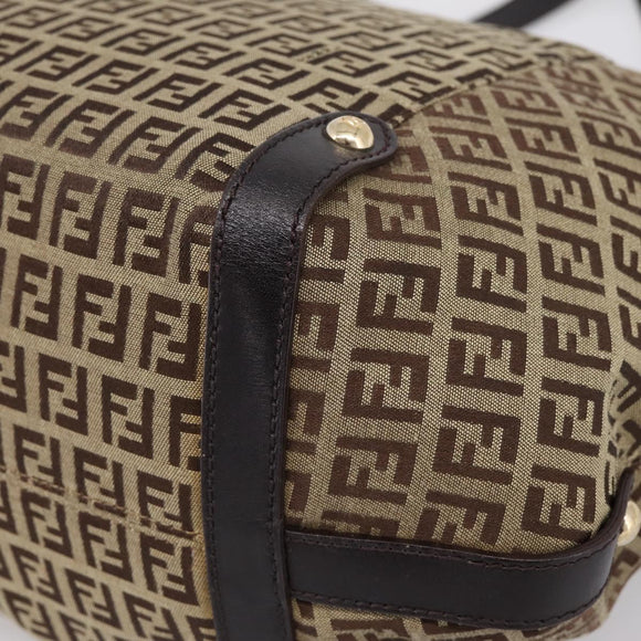FENDI Zucchino Canvas Tote Bag Beige Gold Auth 200951V