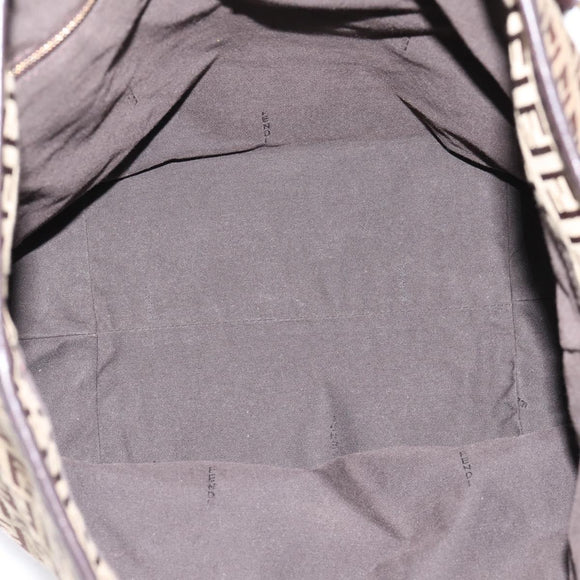 FENDI Zucchino Canvas Tote Bag Beige Gold Auth 200951V