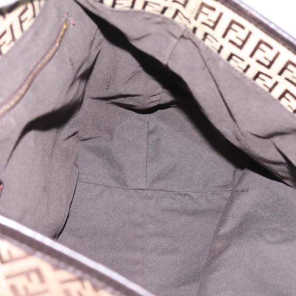 FENDI Zucchino Canvas Tote Bag Beige Gold Auth 200951V