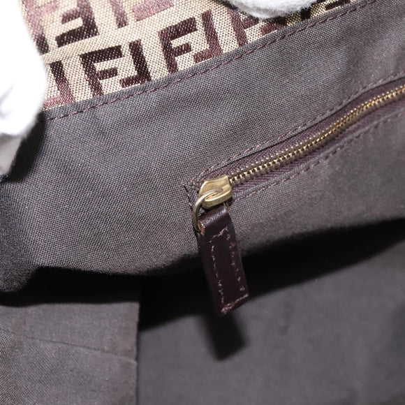 FENDI Zucchino Canvas Tote Bag Beige Gold Auth 200951V