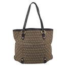 FENDI Zucchino Canvas Tote Bag Beige Gold Auth 200951V-3