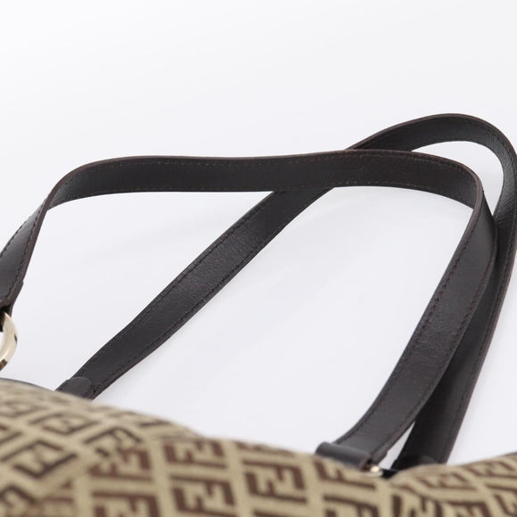 FENDI Zucchino Canvas Tote Bag Beige Gold Auth 200951V