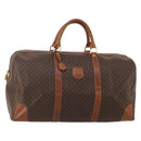 CELINE Macadam Canvas Boston Bag PVC Leather Brown Gold Auth 200952-1