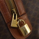 CELINE Macadam Canvas Boston Bag PVC Leather Brown Gold Auth 200952-20