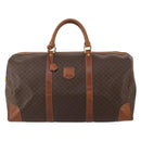 CELINE Macadam Canvas Boston Bag PVC Leather Brown Gold Auth 200952-13